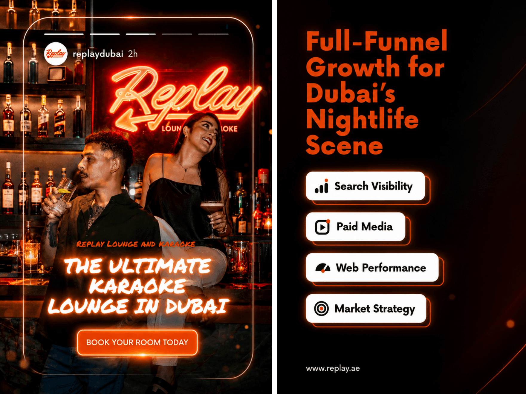 Online marketing in Dubai for karaoke bar Replay