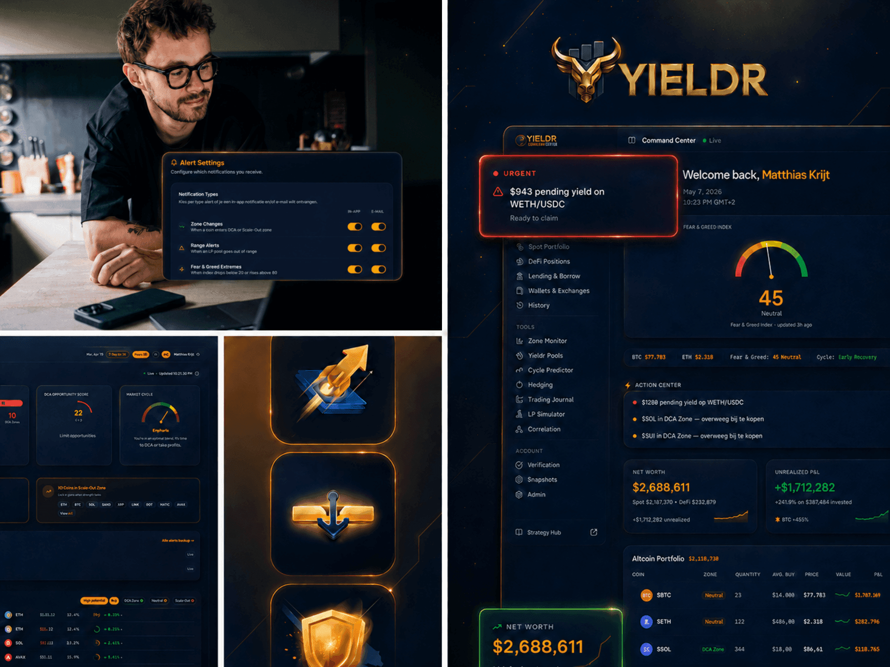 DeFi Command Center dashboard development in Dubai for Yieldr